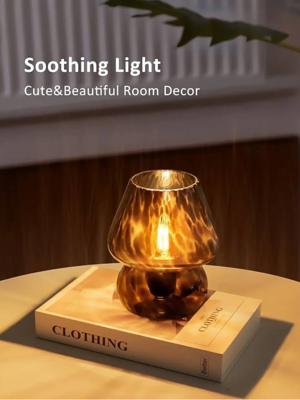 Amber Glass Mushroom Table Lamp - Home Accents